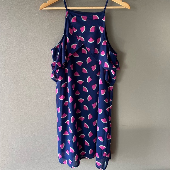 Francesca’s Watermelon Ruffle Shift Dress, size S - Picture 3 of 3